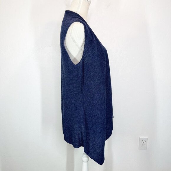 Eileen Fisher 100% wool Navy Blue Knitted Vest Size S Lightweight - Picture 4 of 8